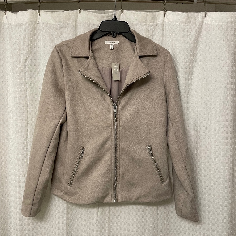 Maurices Faux Suede Moto Jacket Gray Small